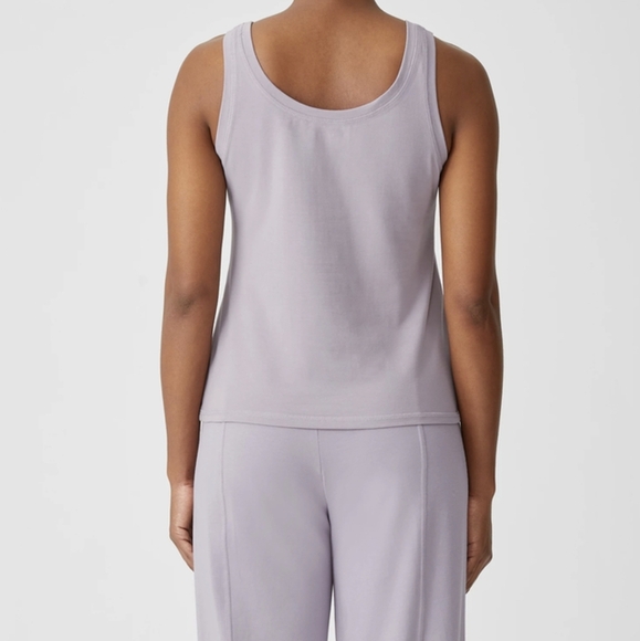 Eileen Fisher Tank Organic Cotton Stretch Jersey Scoop Neck Light Plum L NWT - Picture 7 of 12